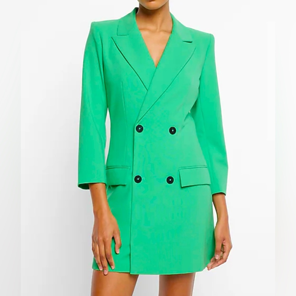 NWT Sold Out Express Double Breasted Padded Shoulder Mini Blazer Dress 💚💚